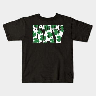 St Patricks Day Green Shamrock Typography Kids T-Shirt